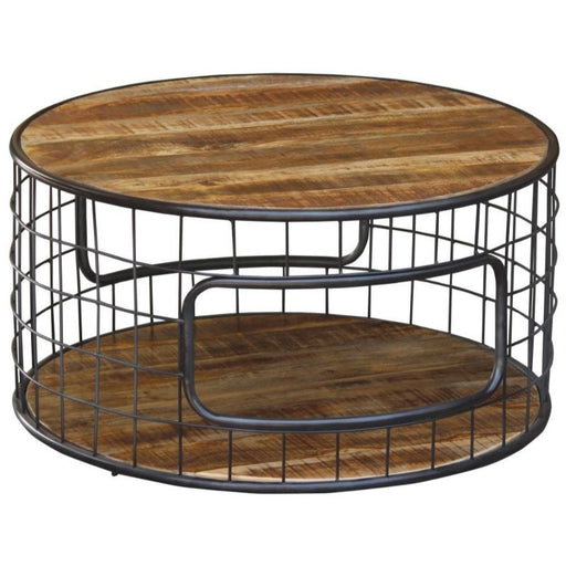 Metro Mango Wood Large Round Coffee Table - The Furniture Mega Store 