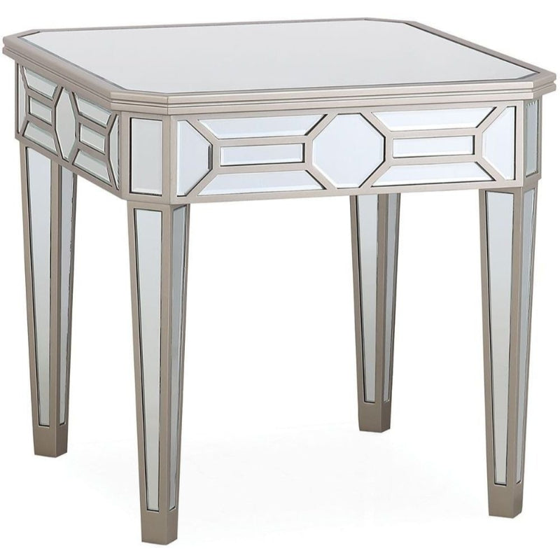 Vida Living Rosa Geometric Mirrored End Table - The Furniture Mega Store 