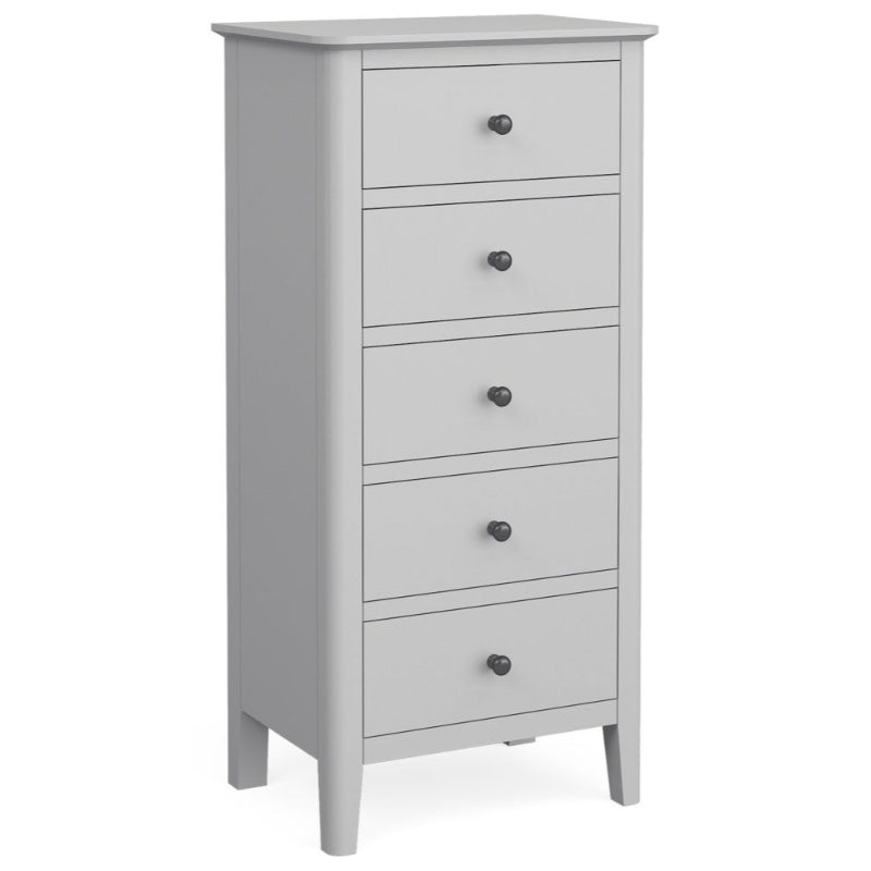 Capri Silver Grey Tallboy Chest with 5 Drawers - The Furniture Mega Store