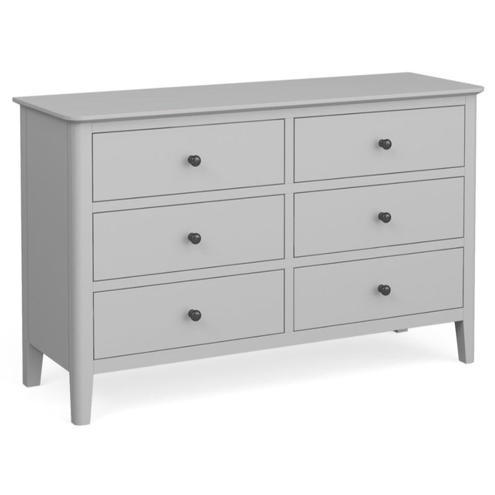 Capri Silver Grey Wide Chest of Drawer with 6 Drawers - The Furniture Mega Store