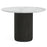 Piano Black Fluted Wood and Marble Top Round Dining Table, 120cm Dia Seats 4 Diners, Made of Mango Wood Ribbed Drum Base and White Marble Top - The Furniture Mega Store 
