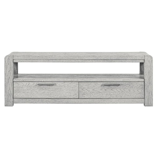 Flora Grey Washed Oak Large TV Unit, 140cm W with Storage for Television Upto 55in Plasma - The Furniture Mega Store