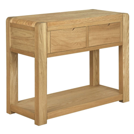Laney Oak Console Table, 100cm width with 2 Drawers - The Furniture Mega Store