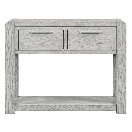 Flora Grey Washed Oak Console Table, 100cm width with 2 Drawers - The Furniture Mega Store