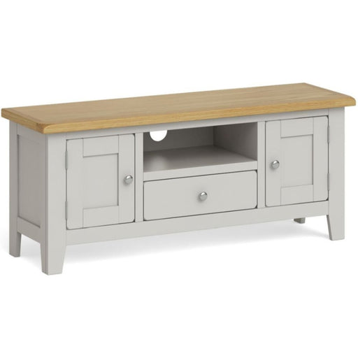 Cross Country Grey and Oak Large TV Unit, 120cm with Storage for Television Upto 43in Plasma - The Furniture Mega Store
