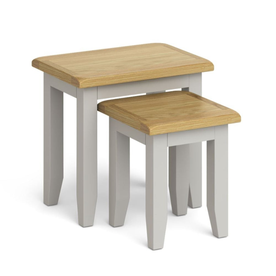 Cross Country Grey and Oak Nest of 2 Tables - The Furniture Mega Store