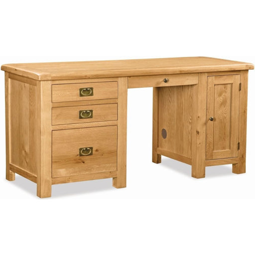 Addison Natural Oak Double Pedestal Desk - The Furniture Mega Store 