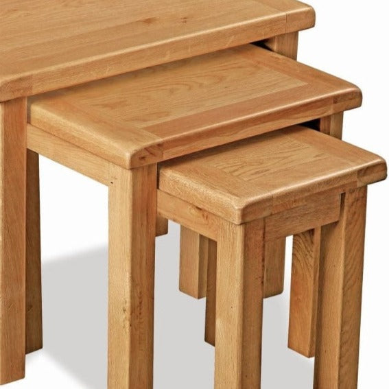 Addison Natural Oak Nest of 3 Tables - The Furniture Mega Store 