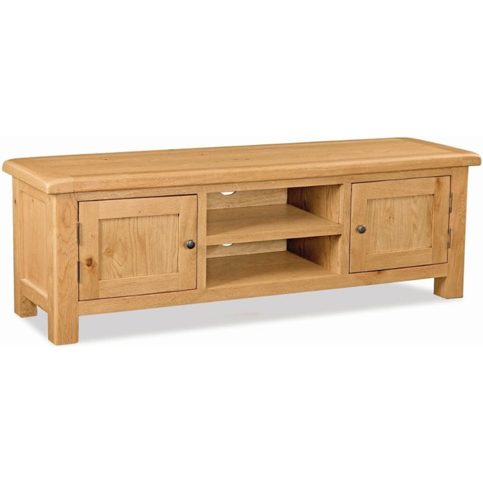 Addison Natural Oak Extra Large TV Unit, 150cm with Storage for Television Upto 55in Plasma - The Furniture Mega Store