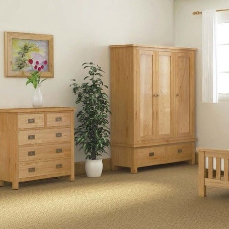 Addison Natural Oak Chest of Drawers, 2 + 3 Drawers - The Furniture Mega Store 
