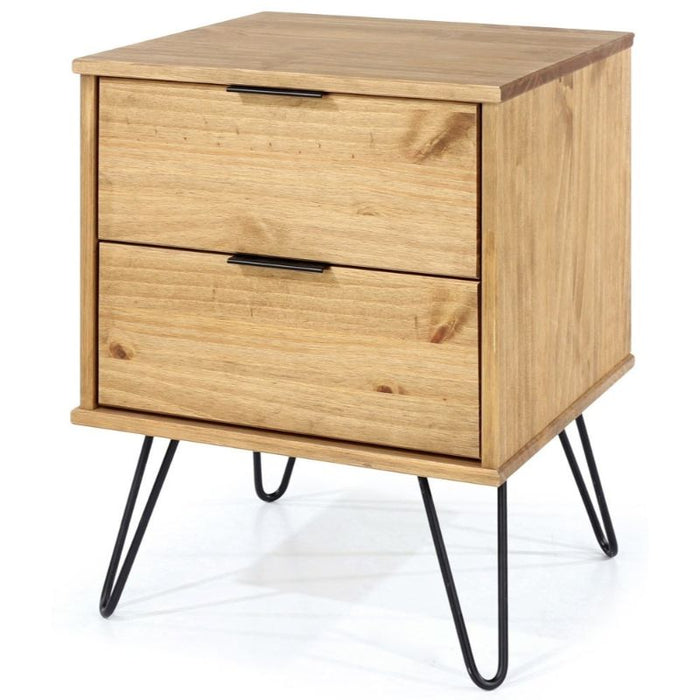 Augusta Pine Bedside Cabinet with Hairpin Legs - The Furniture Mega Store 
