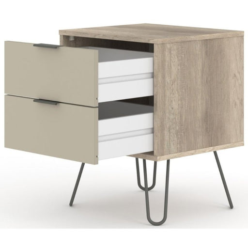 Augusta Driftwood Bedside Cabinet with Hairpin Legs - The Furniture Mega Store 