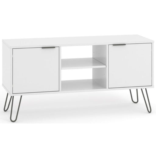 Augusta White 2 Door TV Unit with Hairpin Legs - The Furniture Mega Store