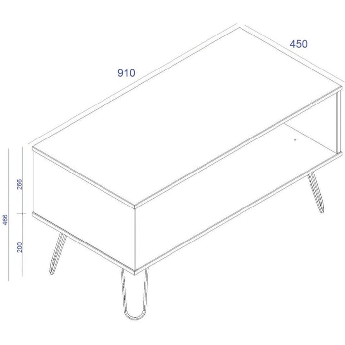 Augusta White Open Coffee Table with Hairpin Legs - The Furniture Mega Store