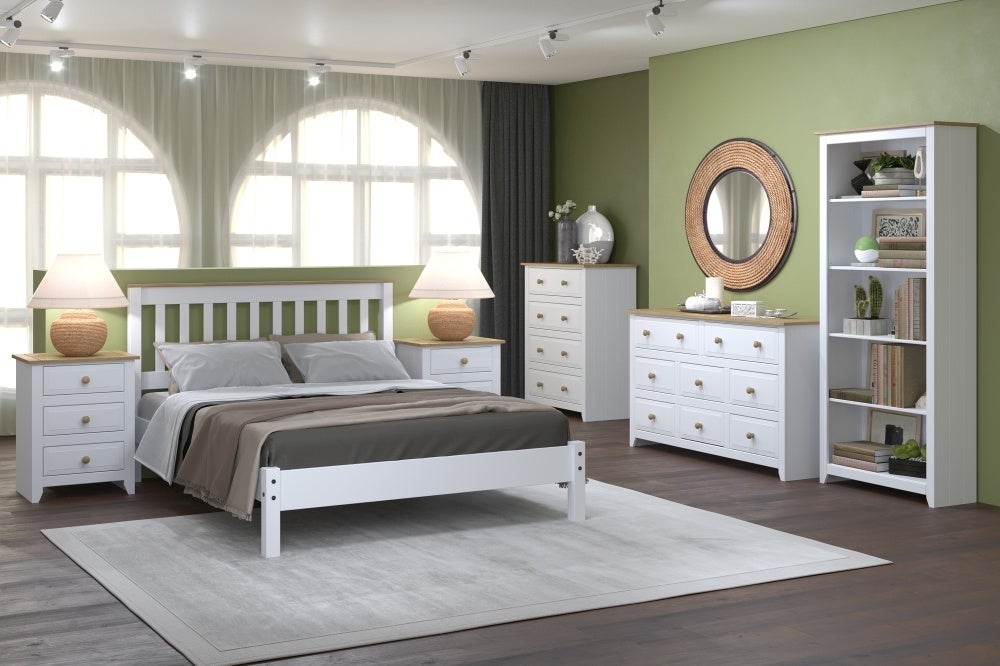 Capri White Bedside Cabinet - The Furniture Mega Store 