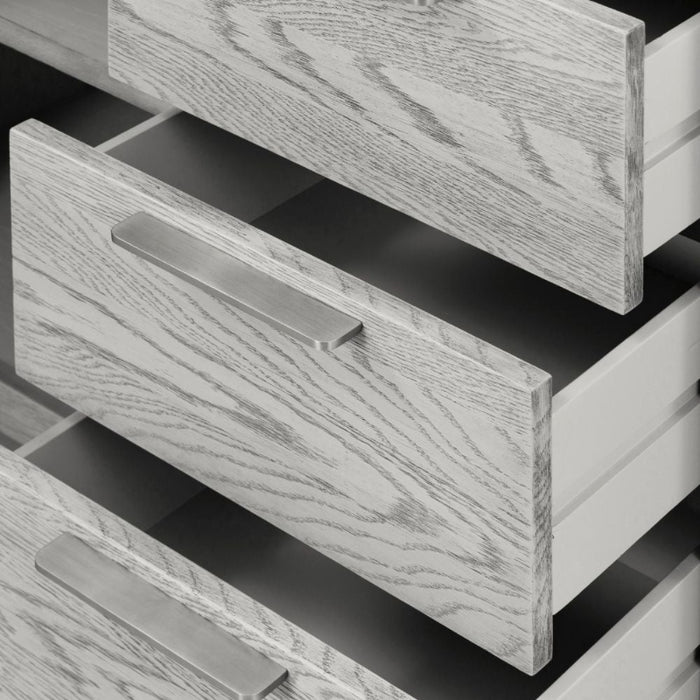 Flora Grey Washed Oak Sideboard, 98.5cm W with 1 Door 3 Drawers - The Furniture Mega Store