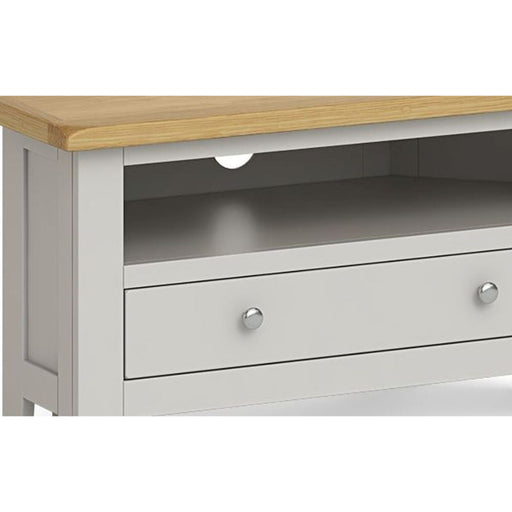 Cross Country Grey and Oak Corner TV Unit, 90cm with Storage for Television Upto 32in Plasma - The Furniture Mega Store 