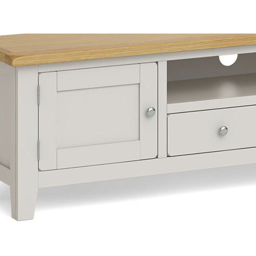 Cross Country Grey and Oak Extra Large TV Unit, 180cm with Storage for Television Upto 65in Plasma - The Furniture Mega Store