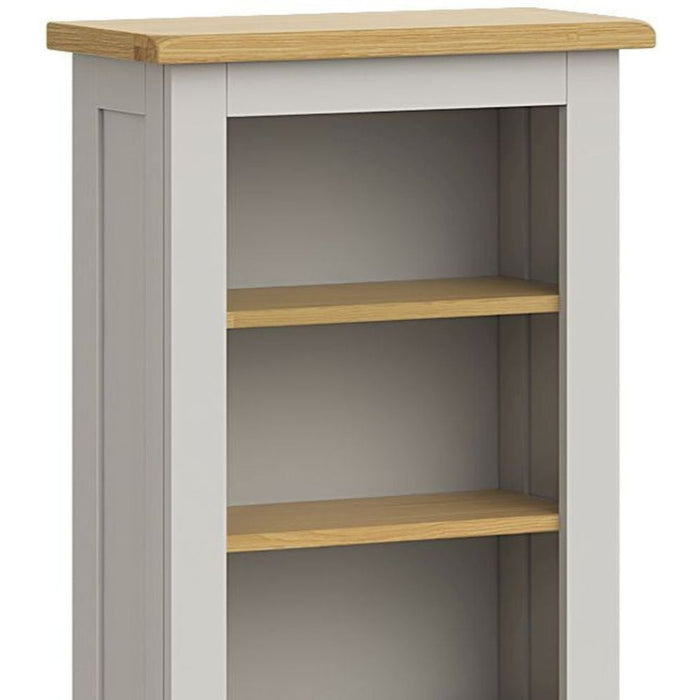 Cross Country Grey and Oak Narrow Bookcase, 140cm Bookshelf with 4 Shelves - The Furniture Mega Store