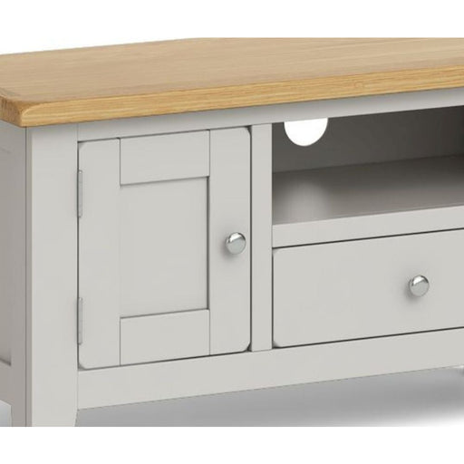 Cross Country Grey and Oak Small TV Unit, 90cm with Storage for Television Upto 32in Plasma - The Furniture Mega Store 