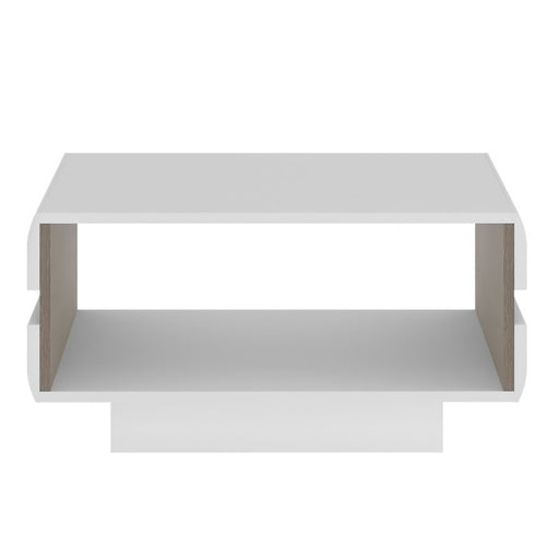 Chelsea White High Gloss & Truffle Oak Trim Small Designer Coffee Table - The Furniture Mega Store 