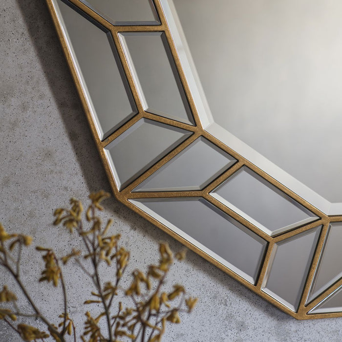 Celeste Decagon Wall Mirror - Gold - 105cm Diameter - The Furniture Mega Store 
