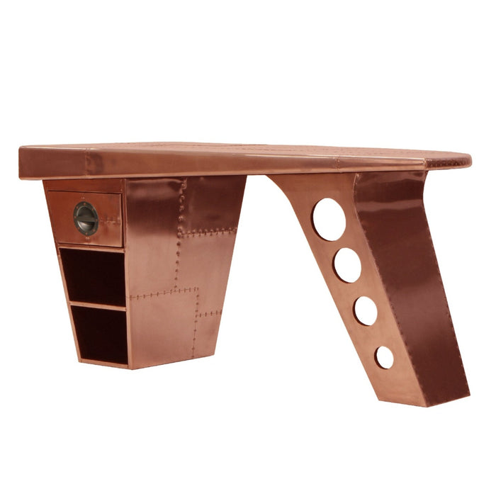 Aviator Half Wing Desk - Vintage Copper - The Furniture Mega Store