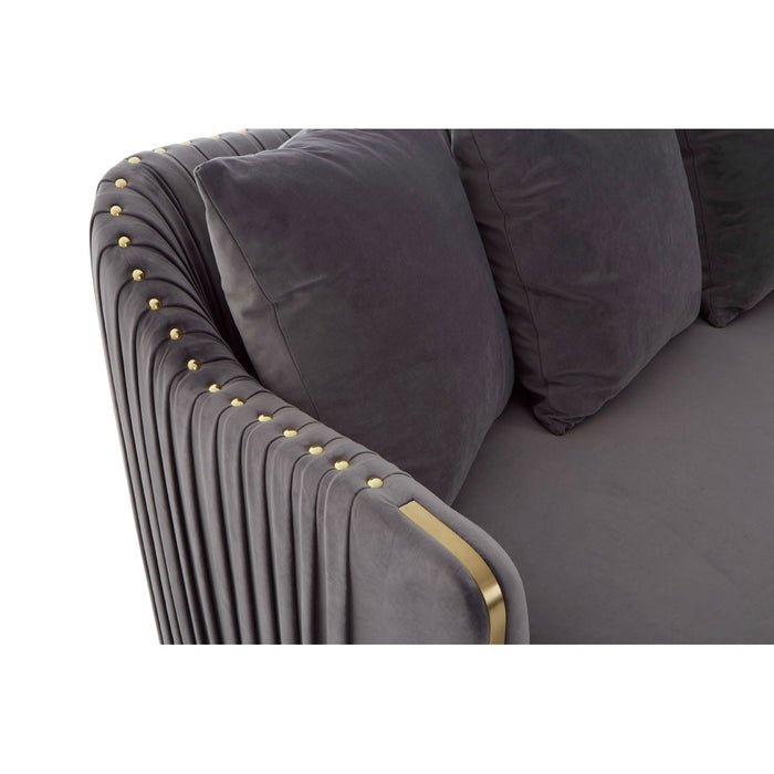 Shea 3 Seat Pleated Back Velvet Sofa - The Furniture Mega Store 