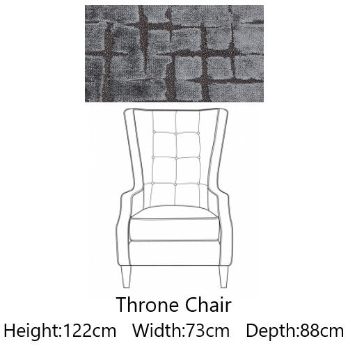 Emperor Throne Winged Fabric Accent Chair - Choice Of Legs - The Furniture Mega Store