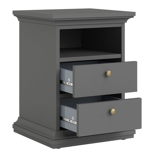 Parisian 2 Drawer Bedside in Matt Grey - The Furniture Mega Store