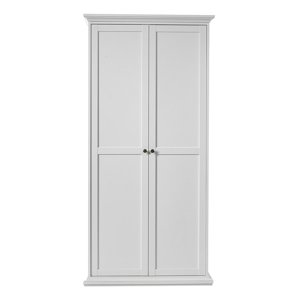 Parisian 2 Door Wardrobe in White - The Furniture Mega Store 