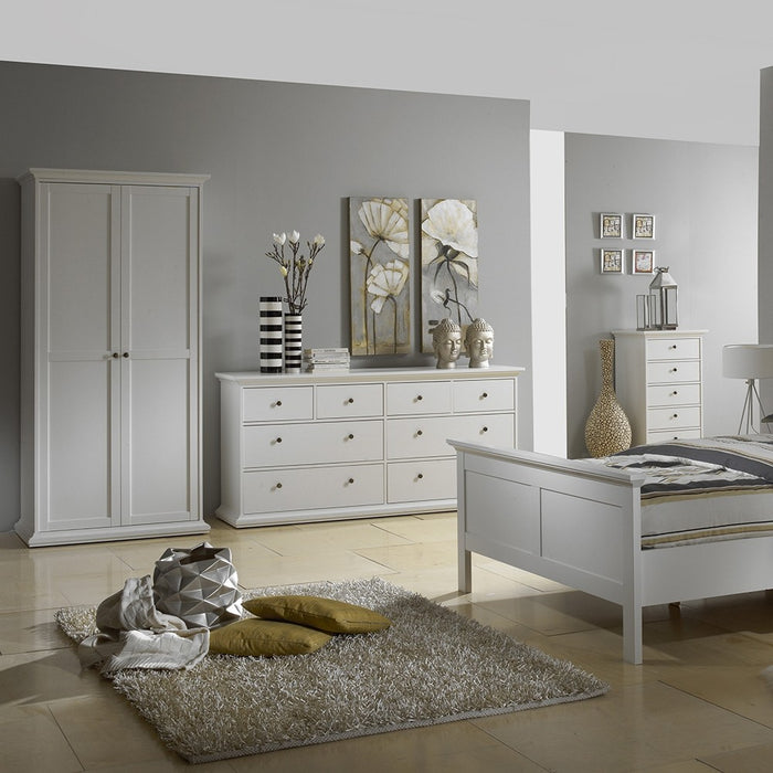 Parisian Chest of 8 Drawers in White - The Furniture Mega Store
