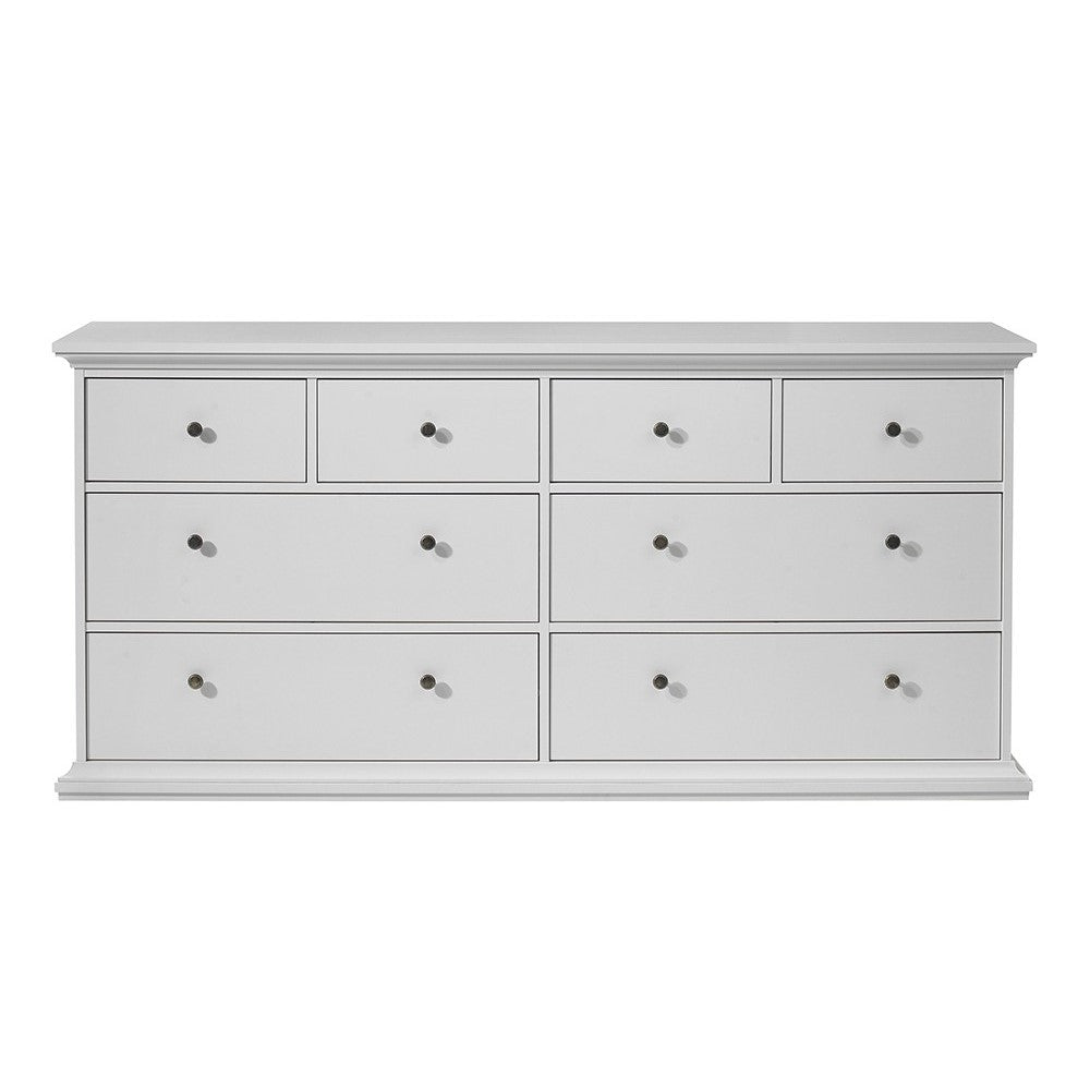 Parisian Chest of 8 Drawers in White - The Furniture Mega Store