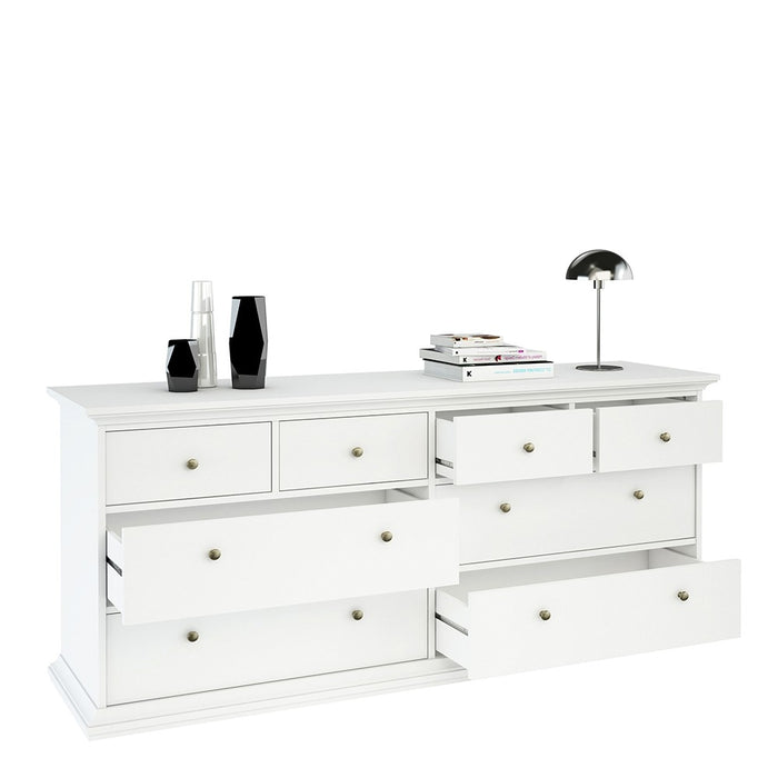 Parisian Chest of 8 Drawers in White - The Furniture Mega Store