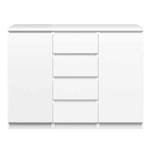 Naiah Sideboard 4 Drawers 2 Doors in White High Gloss - The Furniture Mega Store 