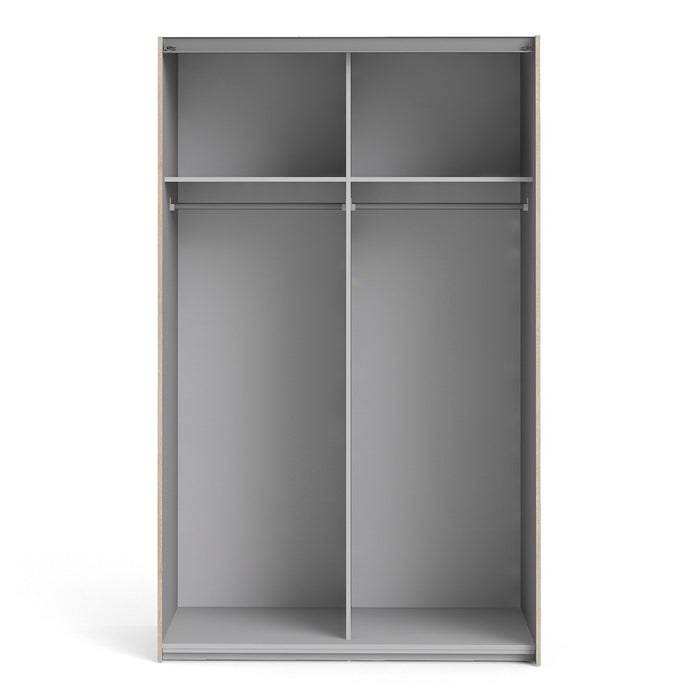 Verona Sliding Wardrobe 120cm in Oak with Oak Doors with 2 Shelves - The Furniture Mega Store