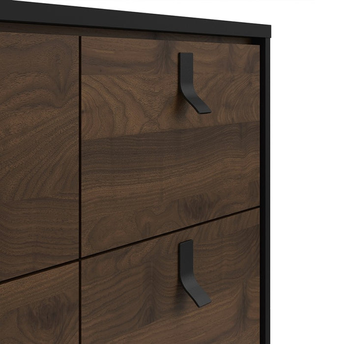 Rena 6 Drawer Chest Of Drawers - Matt Black & Walnut - The Furniture Mega Store