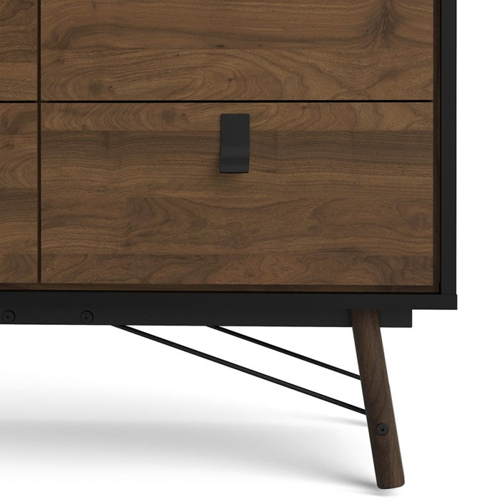 Rena 6 Drawer Chest Of Drawers - Matt Black & Walnut - The Furniture Mega Store