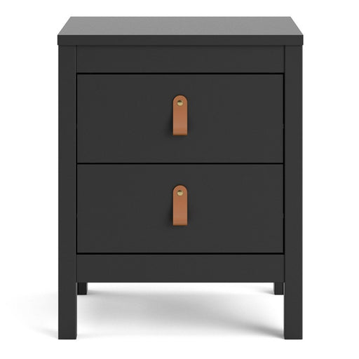 Barcelona 2 Drawer Bedside Cabinet - Matt Black - The Furniture Mega Store