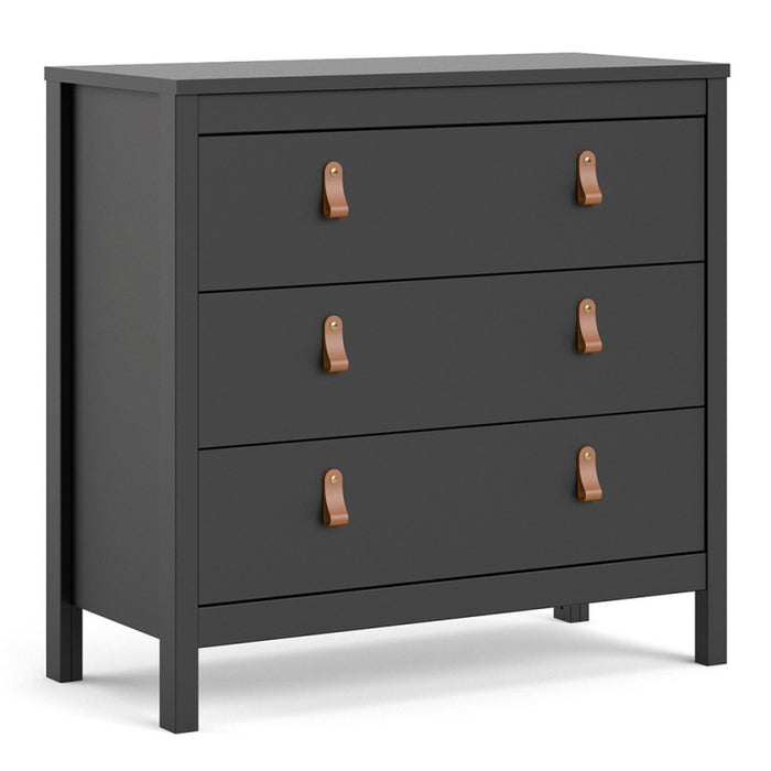 Barcelona 3 drawer Chest - Matt Black - The Furniture Mega Store
