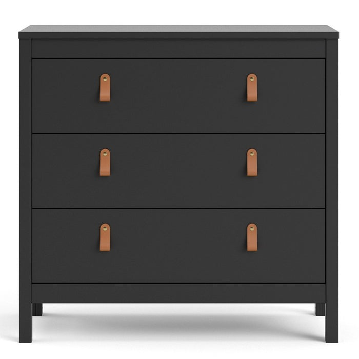 Barcelona 3 drawer Chest - Matt Black - The Furniture Mega Store