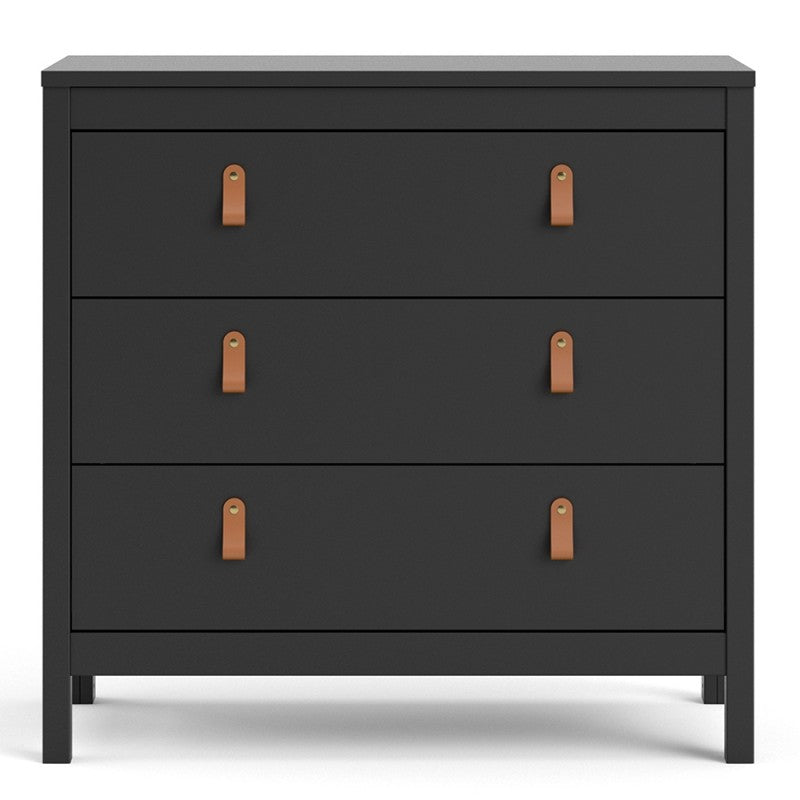 Barcelona 3 drawer Chest - Matt Black - The Furniture Mega Store