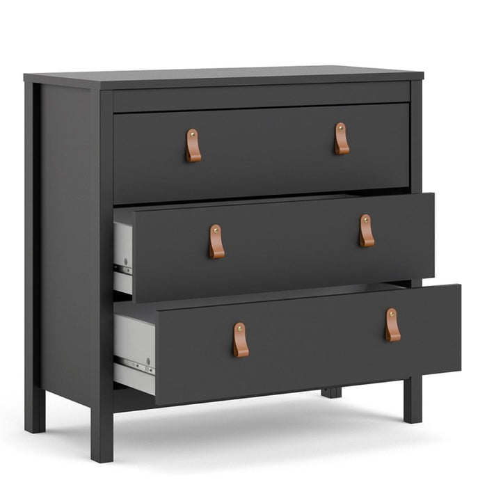 Barcelona 3 drawer Chest - Matt Black - The Furniture Mega Store