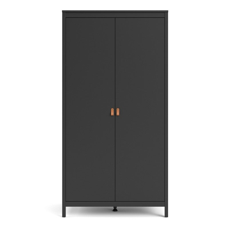 Barcelona 2 Door Wardrobe - Matt Black - The Furniture Mega Store 
