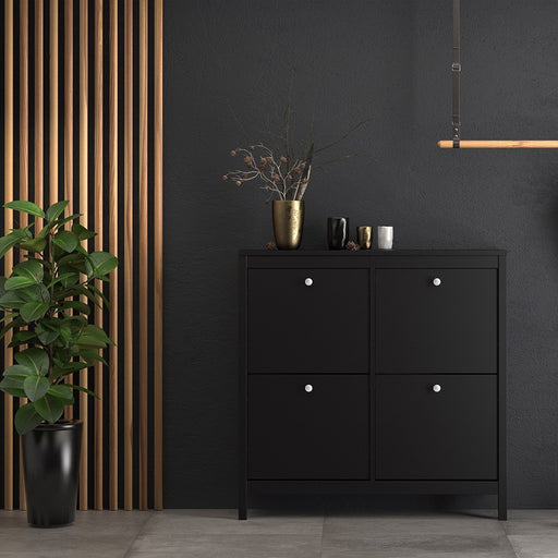 Madrid Shoe cabinet 4 compartments - Matt Black - The Furniture Mega Store