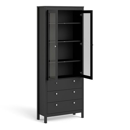 Madrid Glazed 2 Door Display Cabinet - Matt Black - The Furniture Mega Store