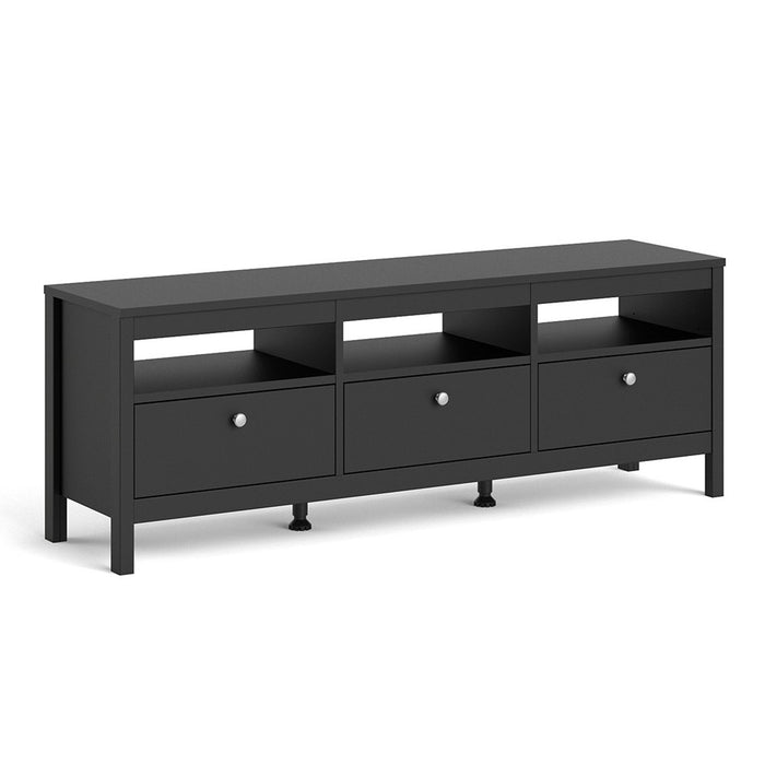 Madrid 3 drawer Tv Unit 151cm - Matt Black - The Furniture Mega Store