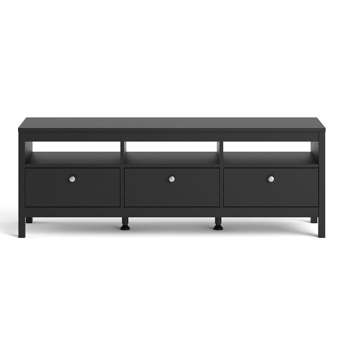 Madrid 3 drawer Tv Unit 151cm - Matt Black - The Furniture Mega Store