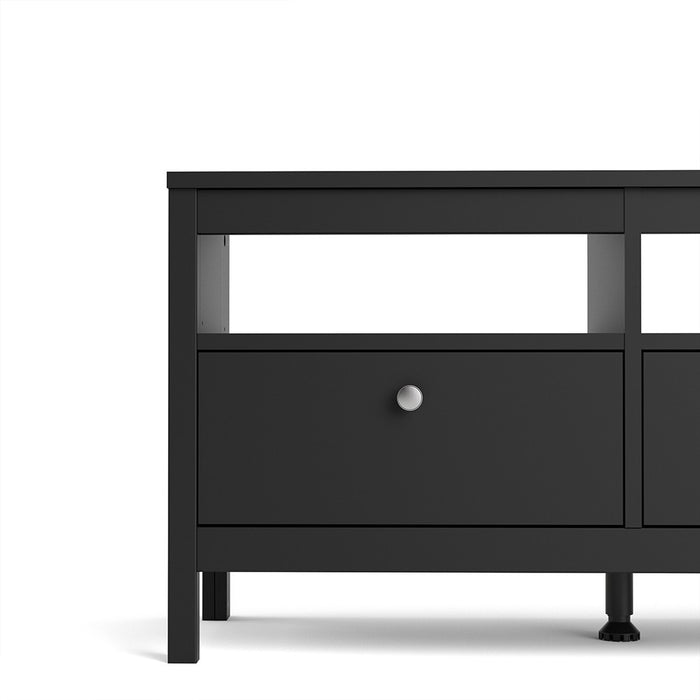 Madrid 3 drawer Tv Unit 151cm - Matt Black - The Furniture Mega Store