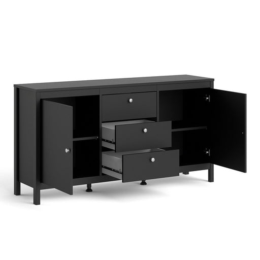 Madrid 2 Door 3 Drawer Large Sideboard - Matt Black - The Furniture Mega Store